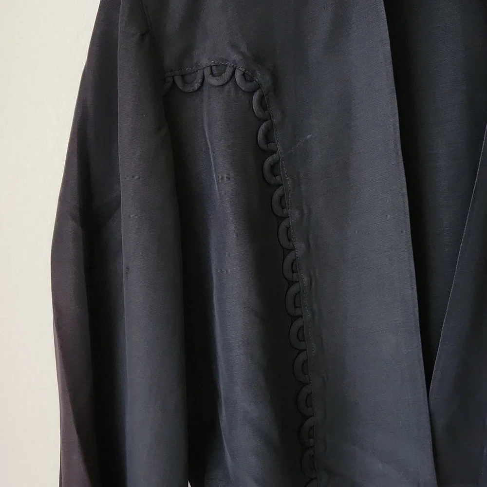 Black bolero jacket Sz M cropped open front loop detail shrug office cocktails